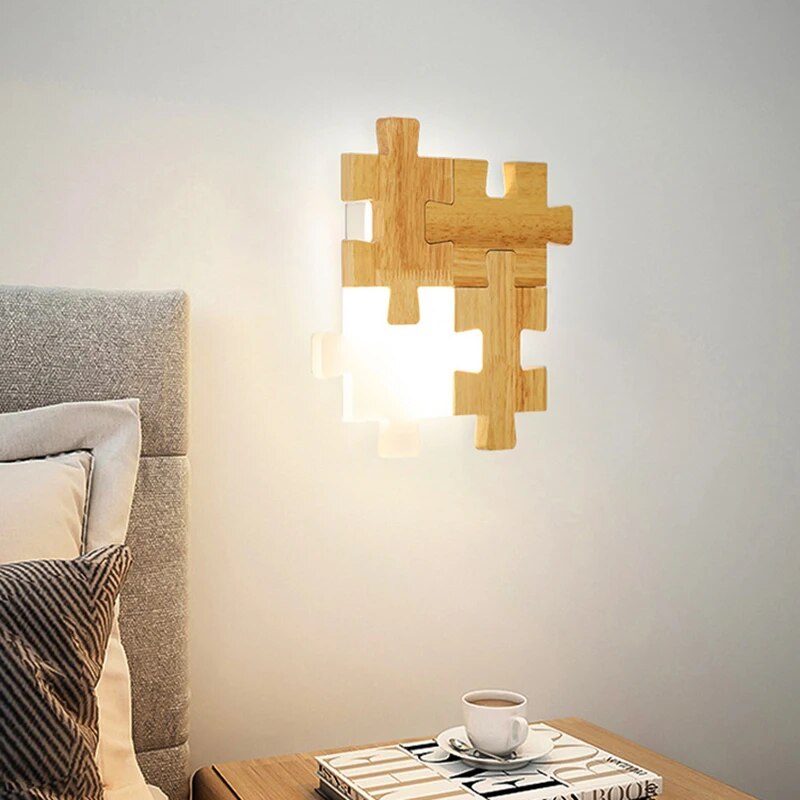 PuzzleGlow - Houten Puzzel Wandlamp | Creatieve en Interactieve Verlichting
