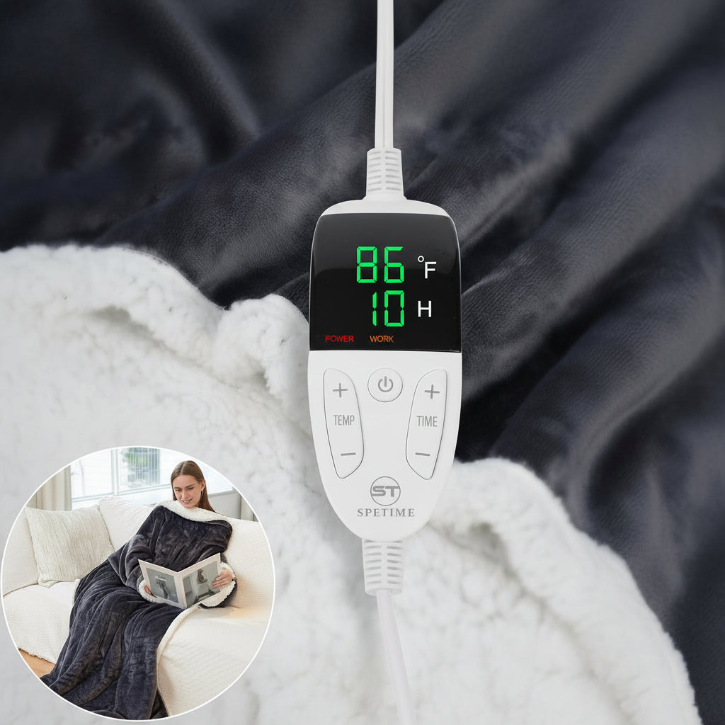 Electric Blanket Heated Sherpa Fleece Portable Heating Blanket