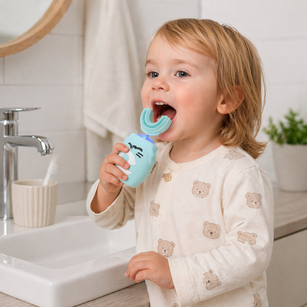 Cepillo de Dientes Eléctrico Infantil Sónico Recargable en Forma de U