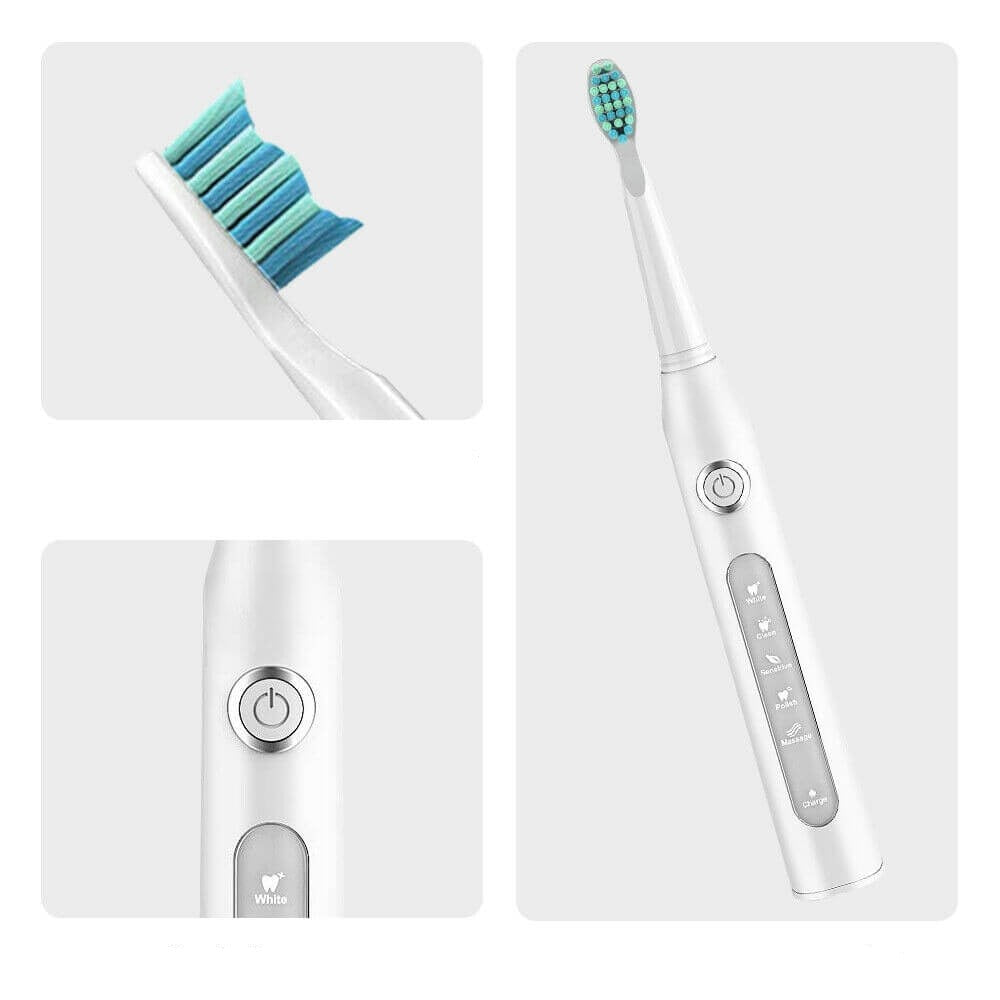 Electric Toothbrush Sonic Rechargeable Timer Multiple Brush Heads