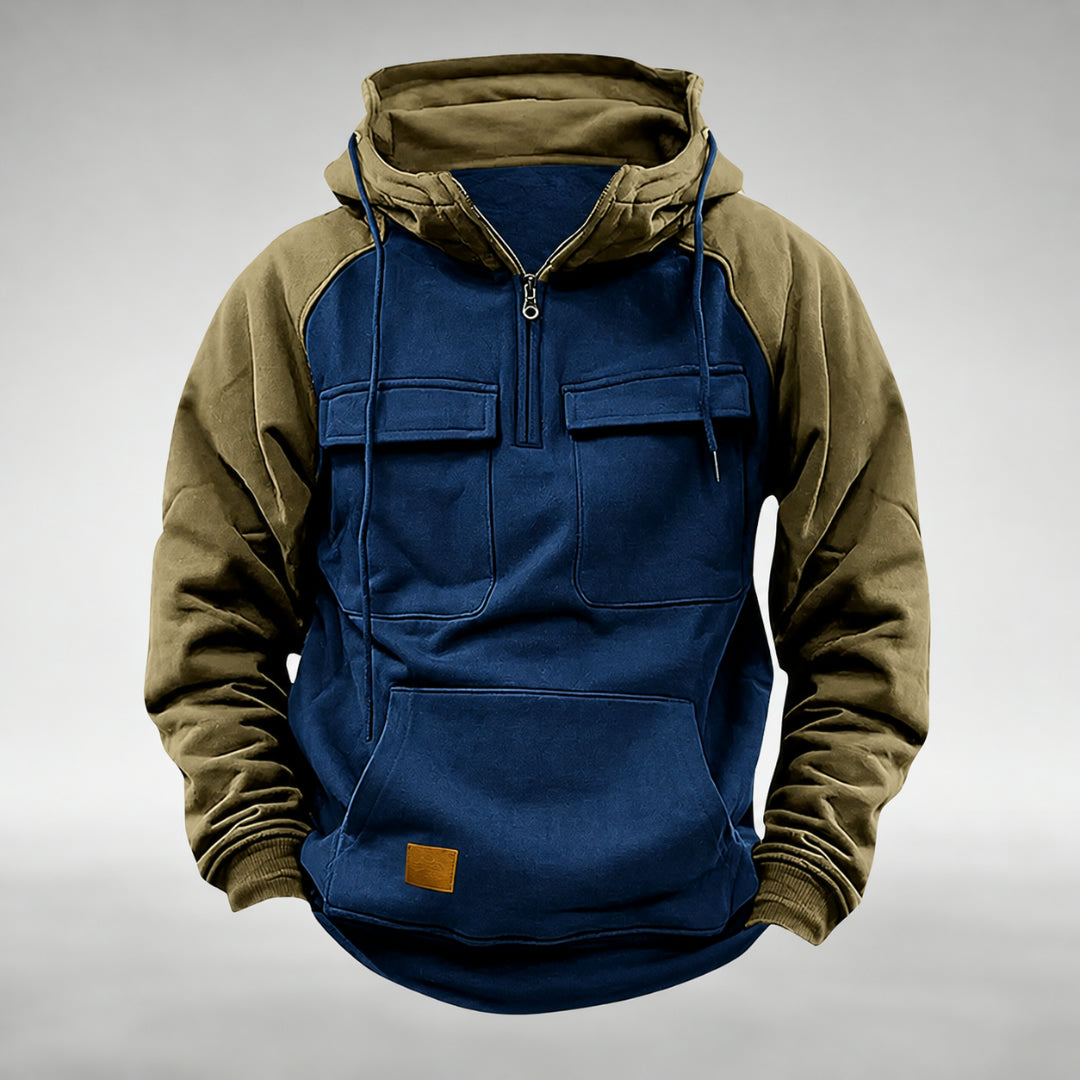 Felpa da uomo con cappuccio, zip, sportiva, casual, outdoor, calda