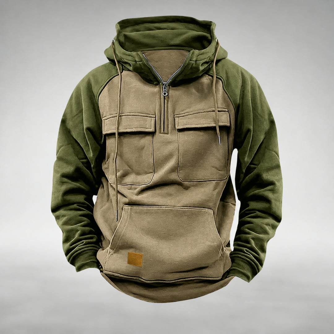 Felpa da uomo con cappuccio, zip, sportiva, casual, outdoor, calda