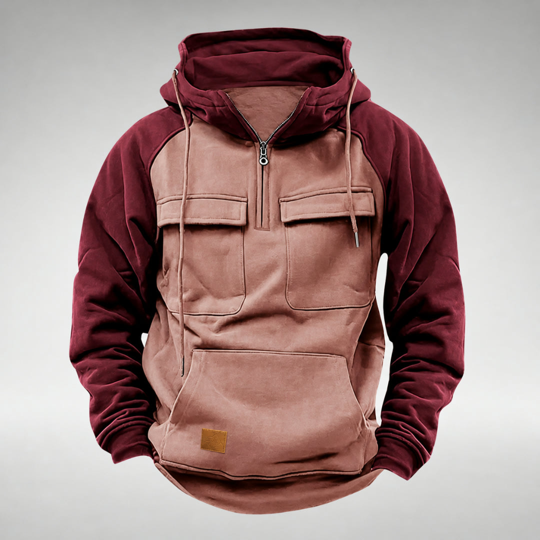 Felpa da uomo con cappuccio, zip, sportiva, casual, outdoor, calda