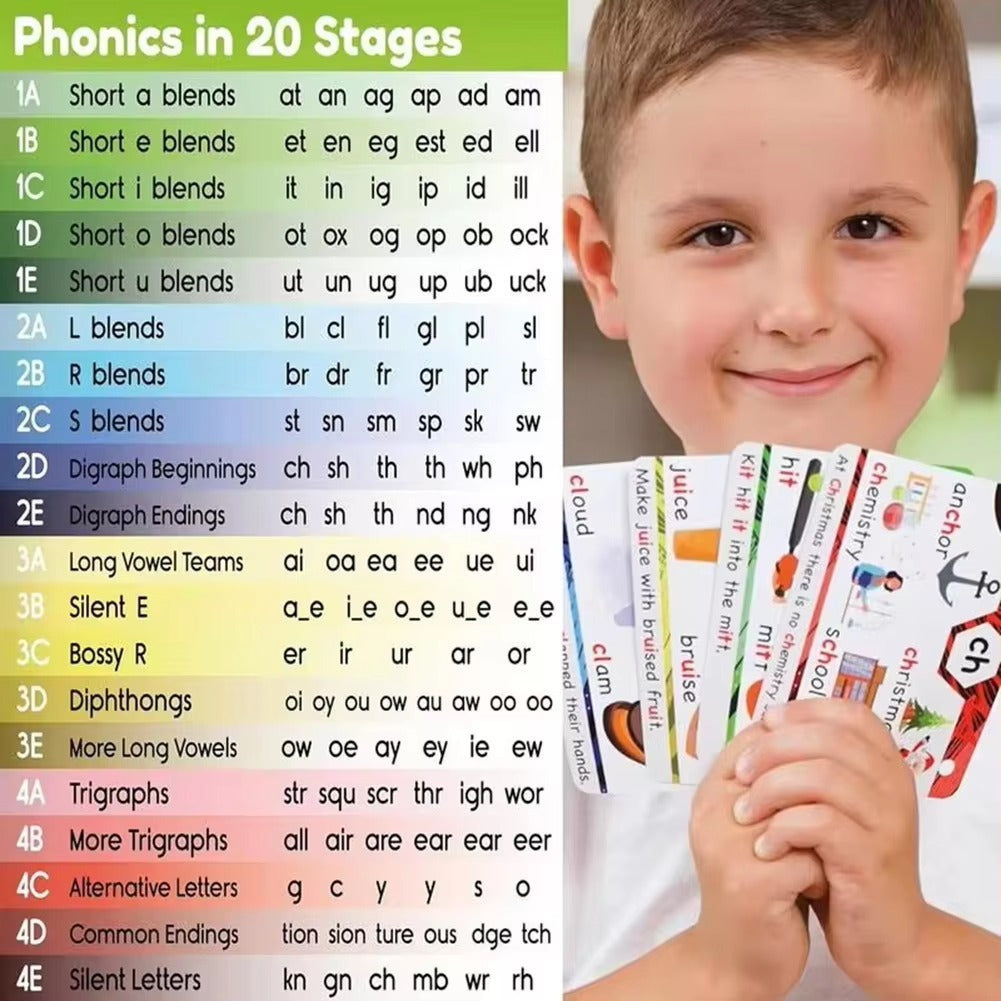 Flash Cards Phonics Reading Learning Cards Kids Education Set