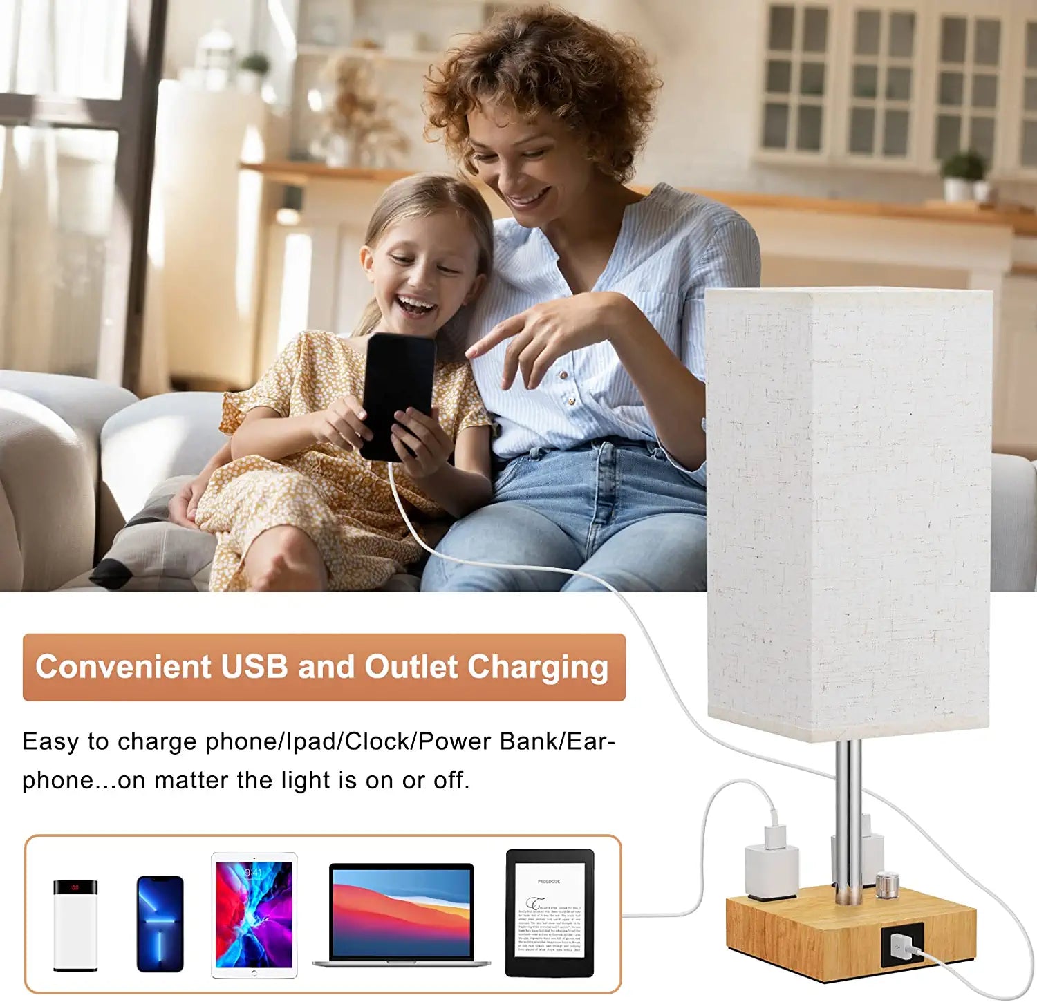 Candeeiro de mesa com altifalante e carregador sem fios