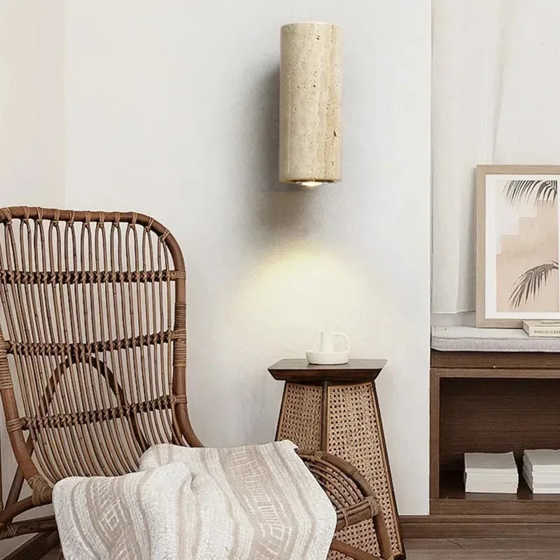 StoneGlow - Lampada da parete moderna con aspetto in pietra naturale per soggiorno e camera da letto