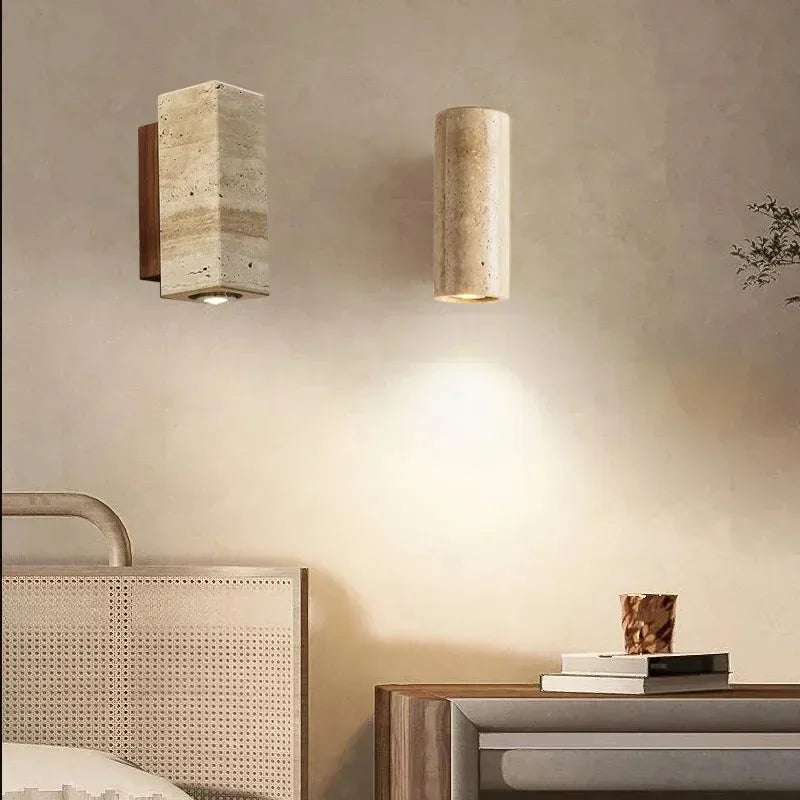 StoneGlow - Lampada da parete moderna con aspetto in pietra naturale per soggiorno e camera da letto