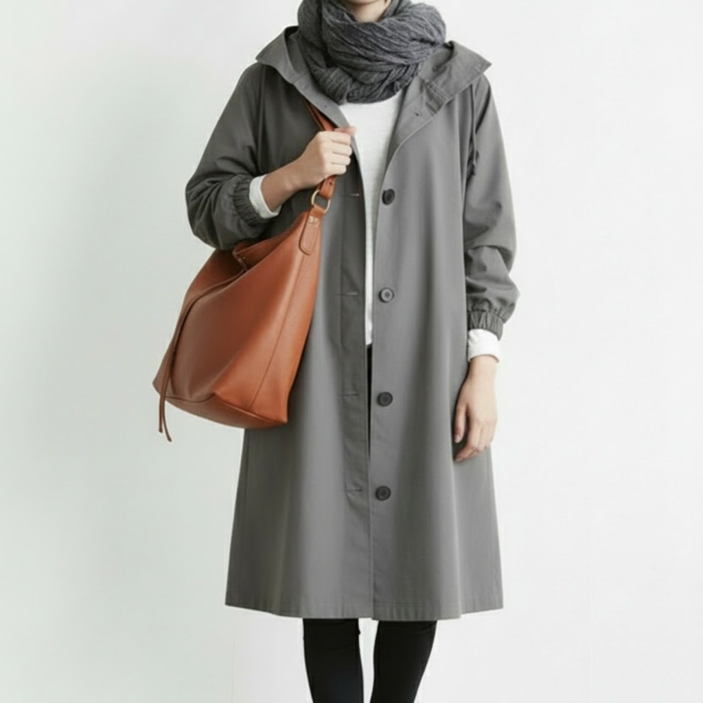 Dames Trenchcoat Waterdicht Lange Jas Capuchon Herfst Winter