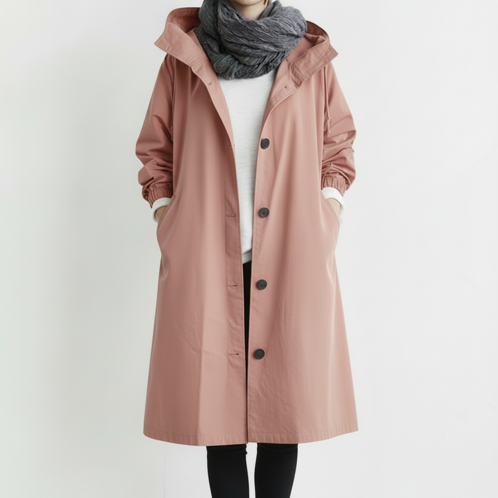 Dames Trenchcoat Waterdicht Lange Jas Capuchon Herfst Winter