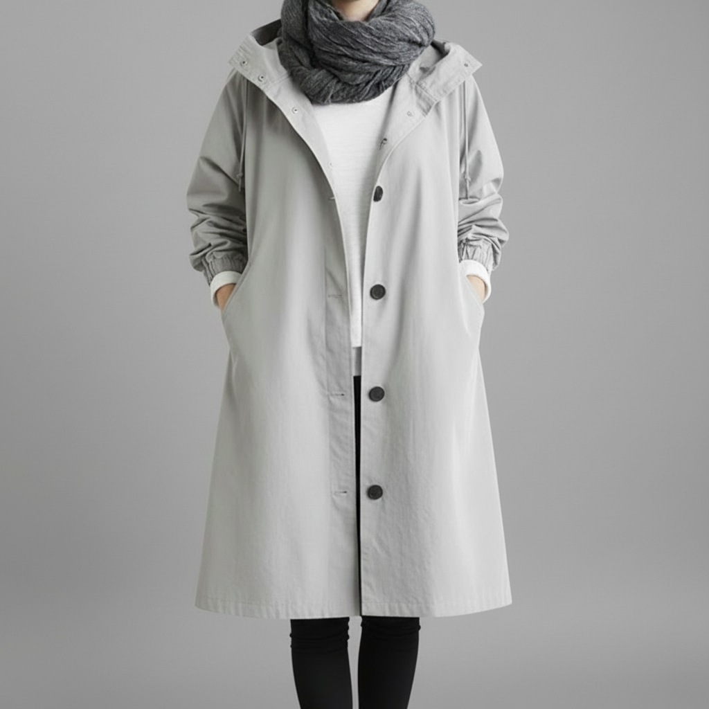 Dames Trenchcoat Waterdicht Lange Jas Capuchon Herfst Winter