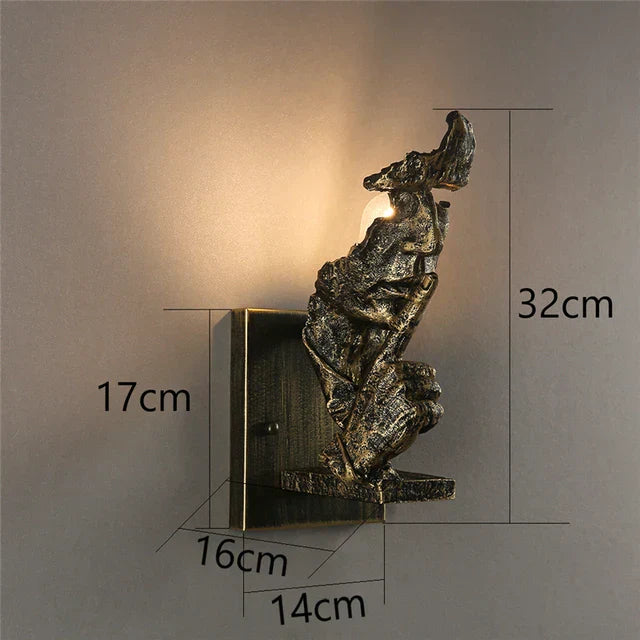 GoldenGaze - Modern Art Deco Wall Lamp with Golden Face Design