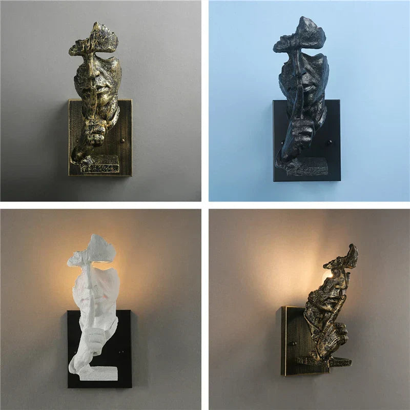 GoldenGaze - Modern Art Deco Wall Lamp with Golden Face Design