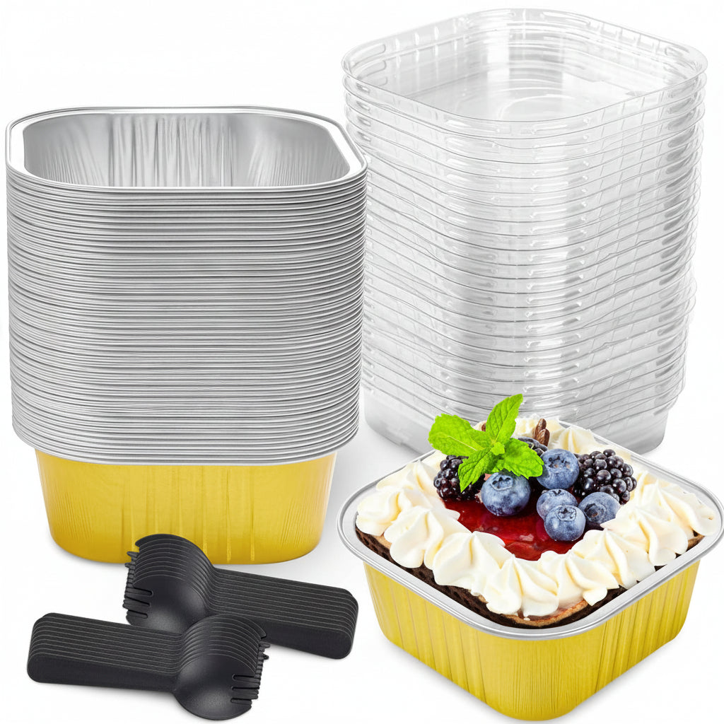 Mini Stampi Torte Coperchio Usa Getta Alluminio Torte Dolci 50 Pezzi