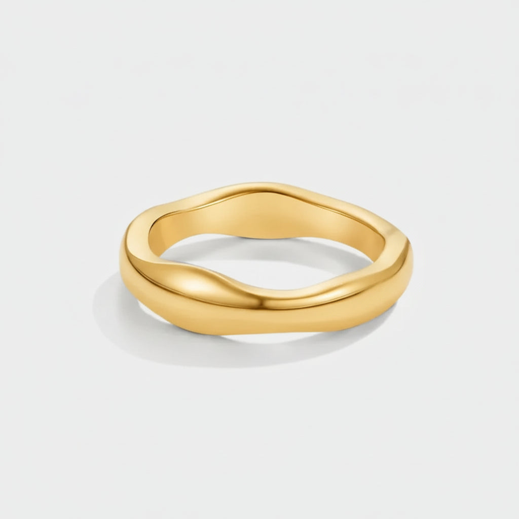 Golden Stacker Ring Stainless Steel Hypoallergenic Waterproof