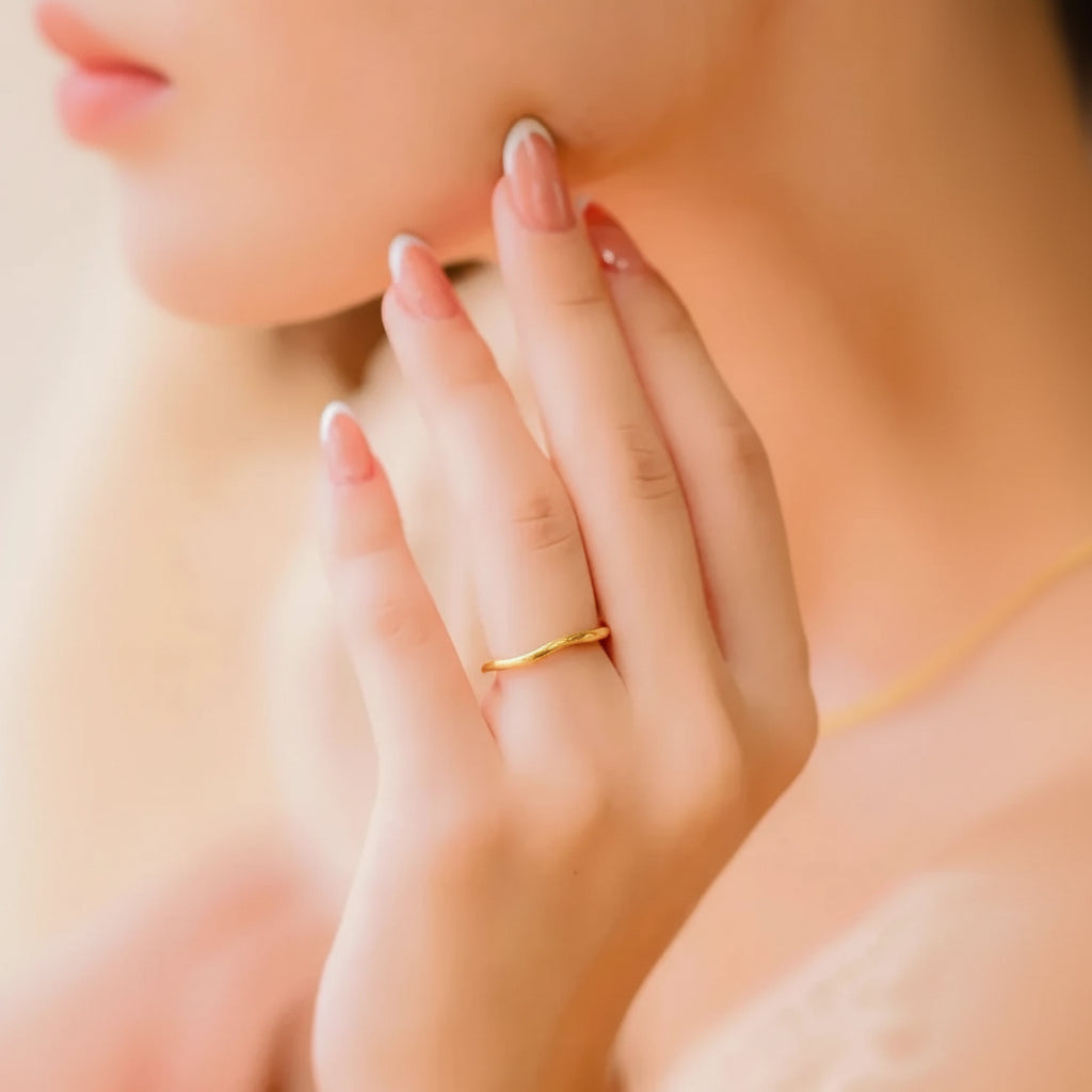Golden Stacker Ring Stainless Steel Hypoallergenic Waterproof