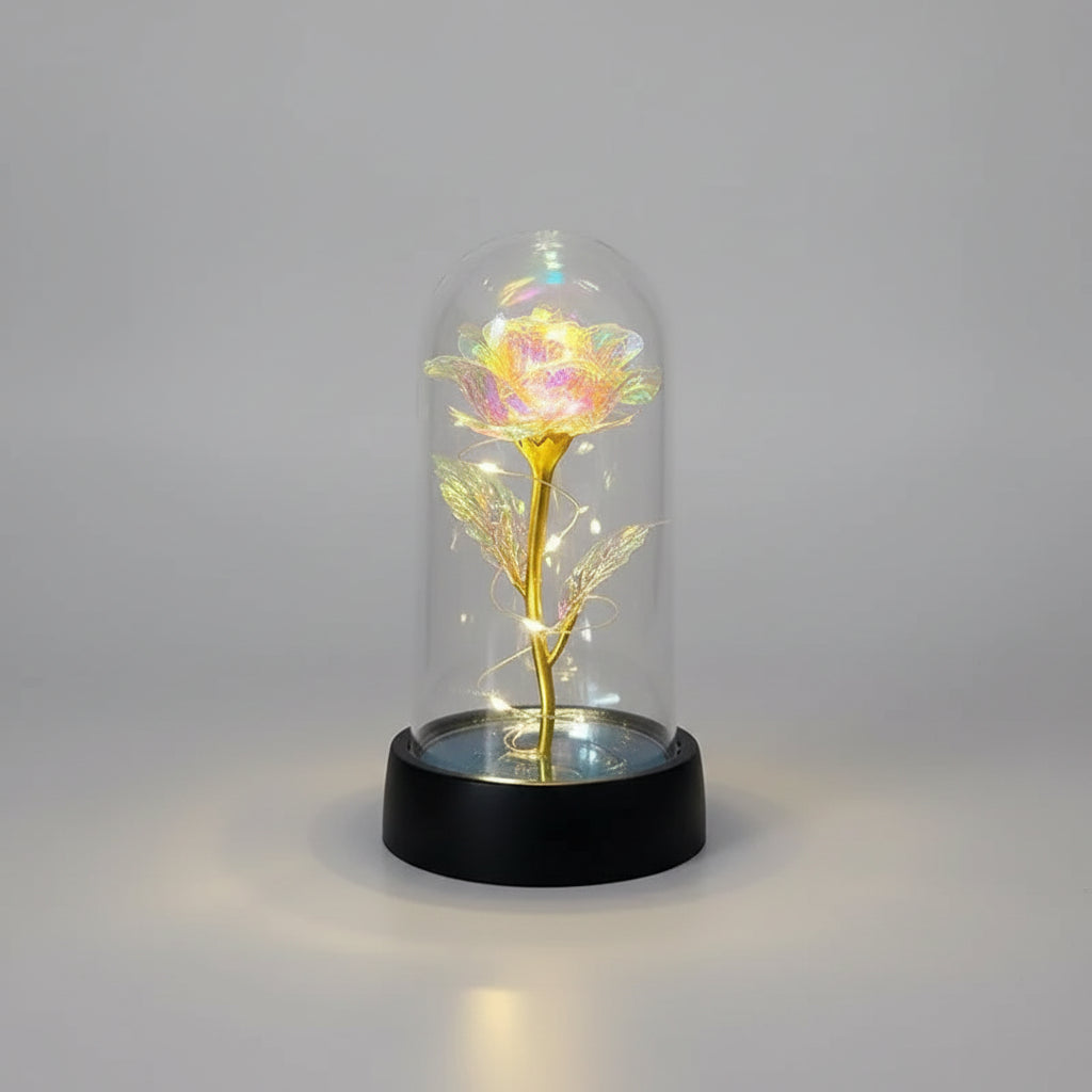Fiori Artificiali Rose Illuminate Vetro Regalo Romantico San Valentino