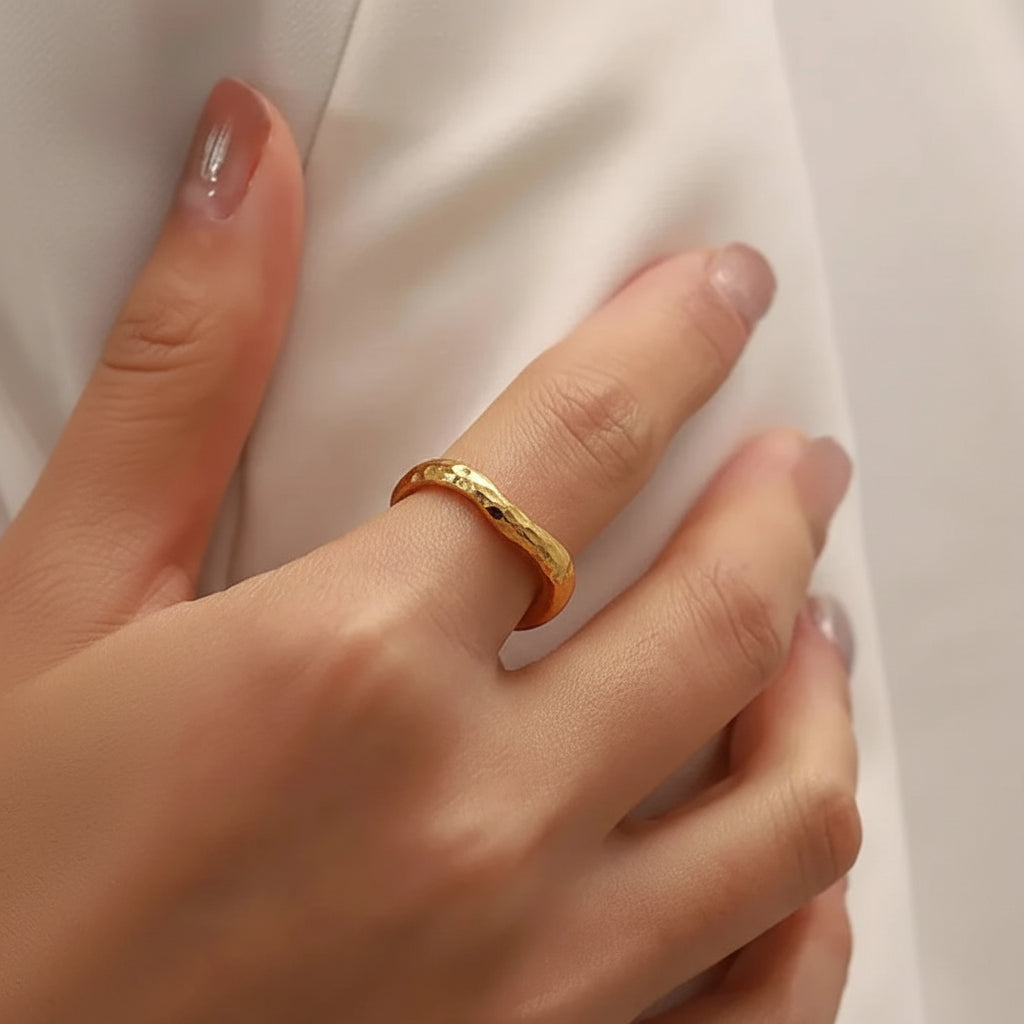 Anello Impilabile Dorato Acciaio Inossidabile Ipoallergenico Resistente All'acqua