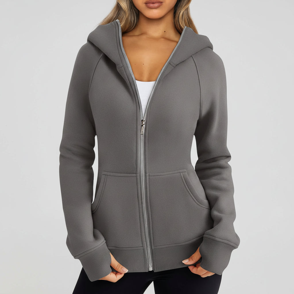 Felpa Zip Donna Slim Fit Misto Cotone Casual