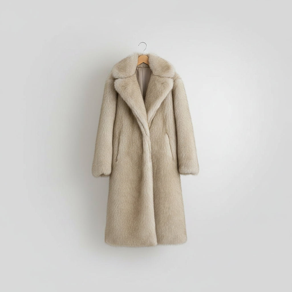 Giacca Donna Teddy Pelliccia Sintetica Cappotto Invernale Lungo Rever