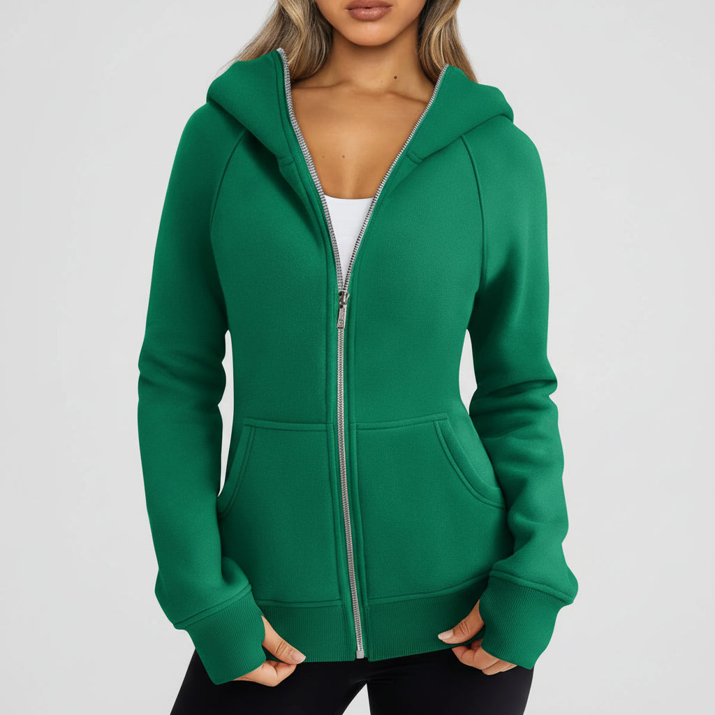 Felpa Zip Donna Slim Fit Misto Cotone Casual