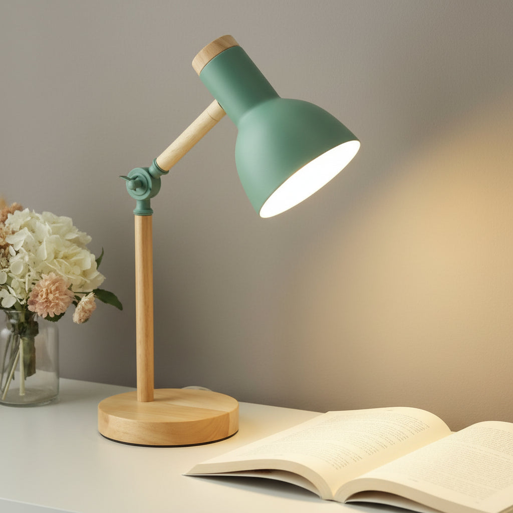 Lámpara de escritorio de madera escandinava ajustable moderna diseño de mesa