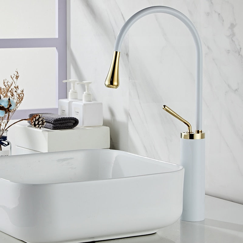 Grifo de lavabo estilo Druppels para baño, giratorio, grifo de cascada