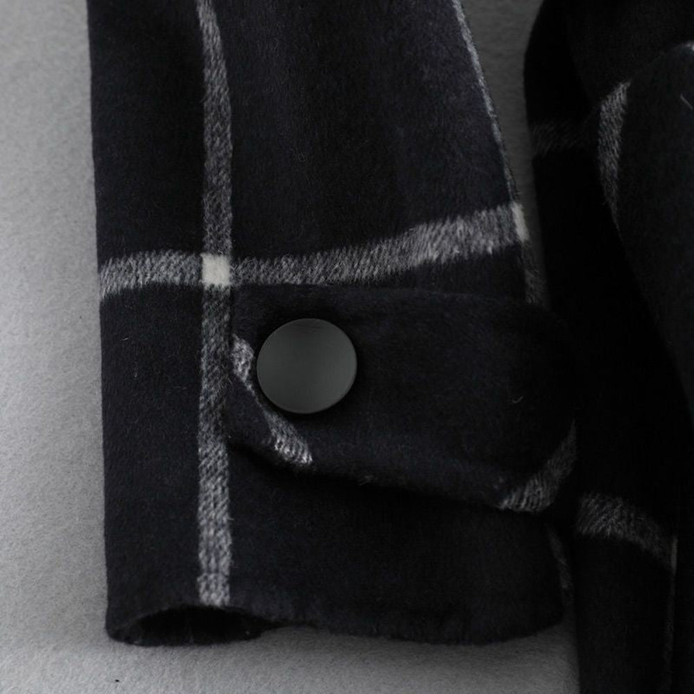 Elegant Women's Coat Checkered Pattern Wool Blend Winter