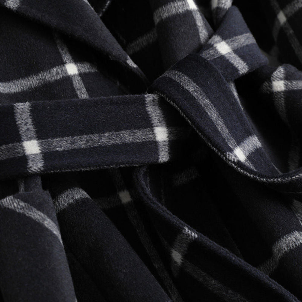 Elegant Women's Coat Checkered Pattern Wool Blend Winter
