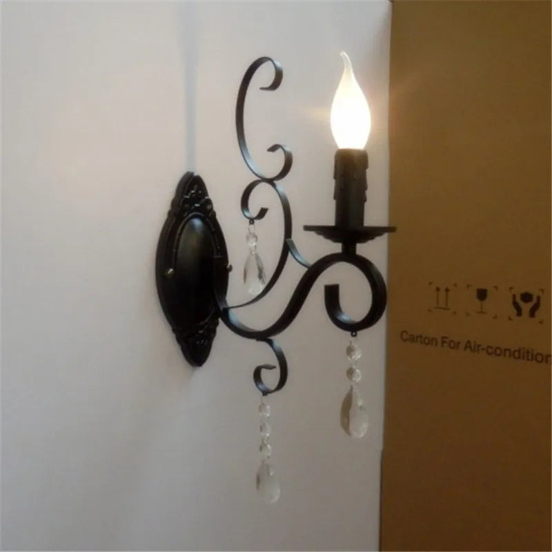CrystalVintage - Black Wall Lamp Living Room & Bedroom Lighting