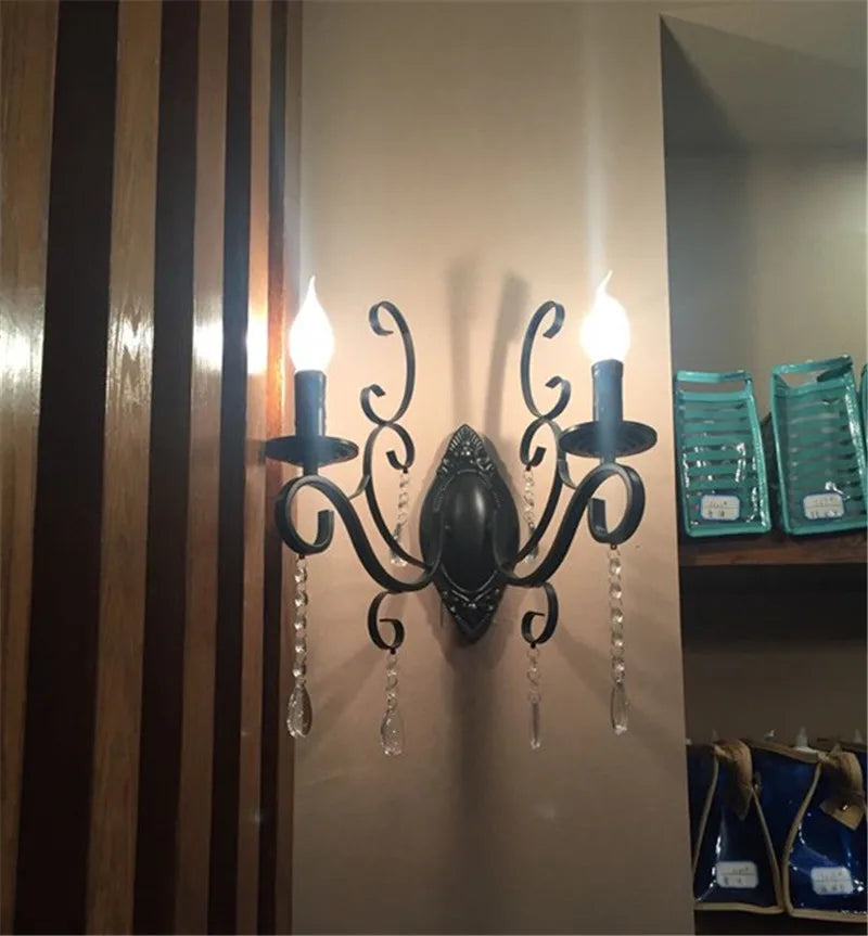 CrystalVintage - Black Wall Lamp Living Room & Bedroom Lighting