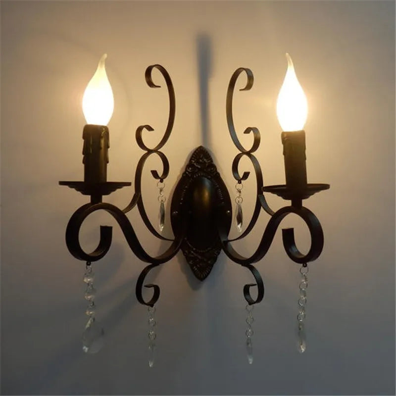 CrystalVintage - Black Wall Lamp Living Room & Bedroom Lighting