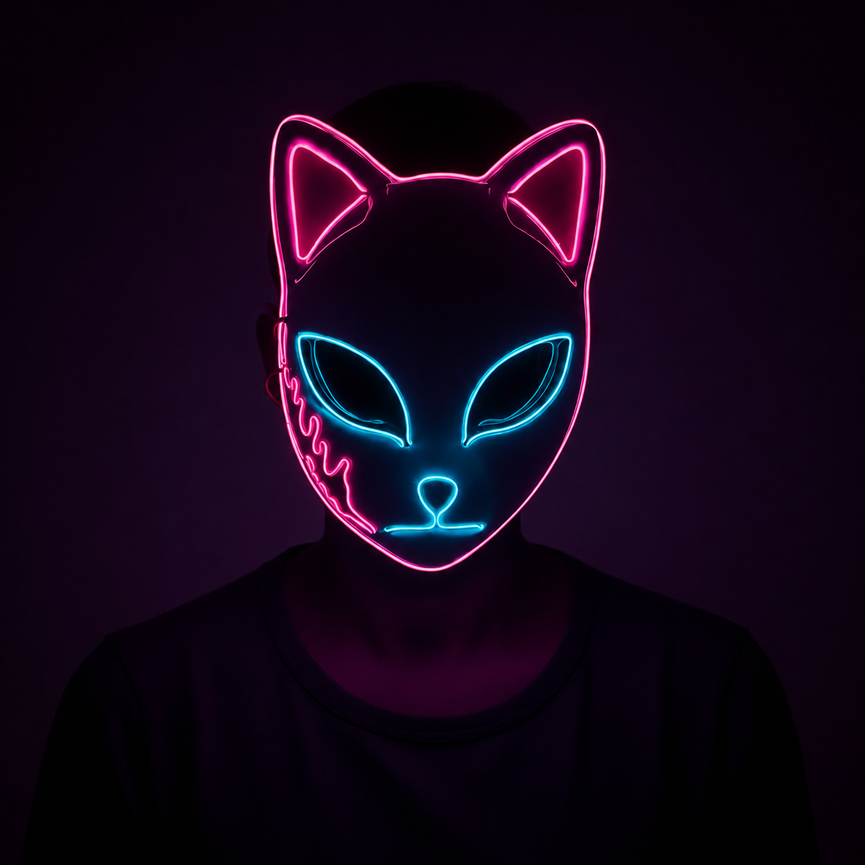 Halloween Cat Mask with LED Lights