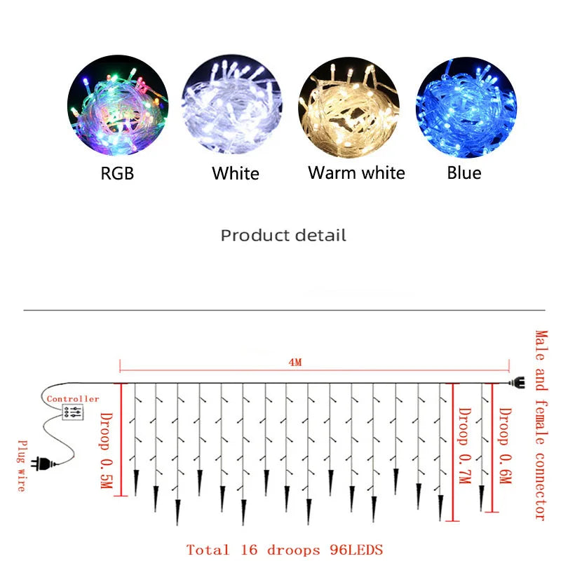CrystalGlow - LED Lighting Curtain for Outdoor Use