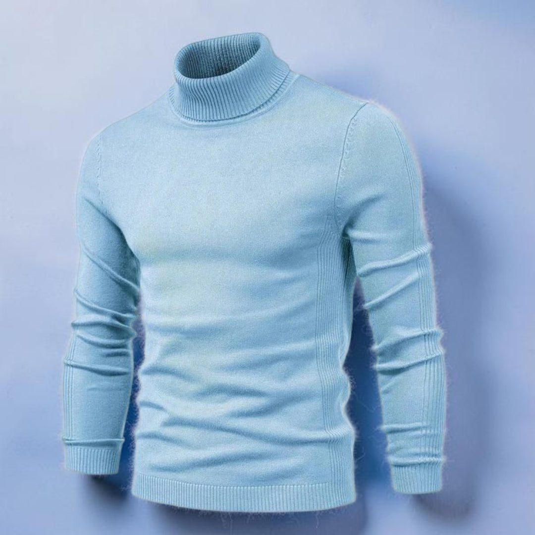 Maglione Uomo Collo Alto Slim Fit Manica Lunga Casual