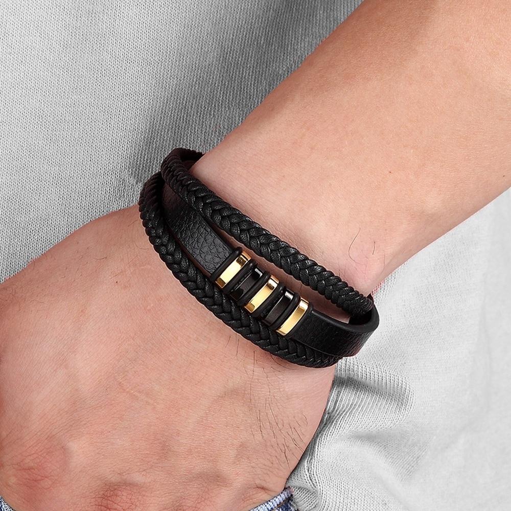 Men's Bracelet Braided Magnetic Clasp Wrist Jewelry