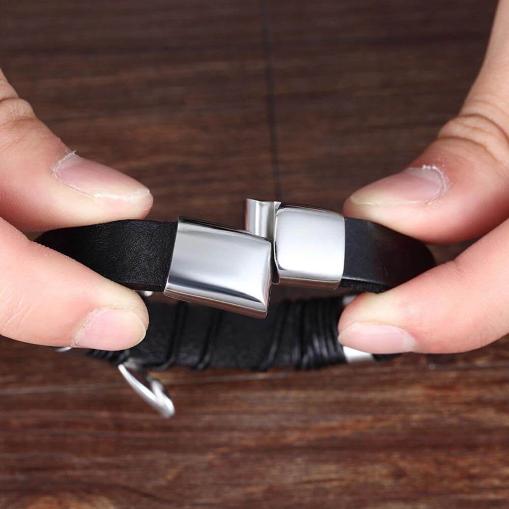 Men's Bracelet Braided Magnetic Clasp Wrist Jewelry