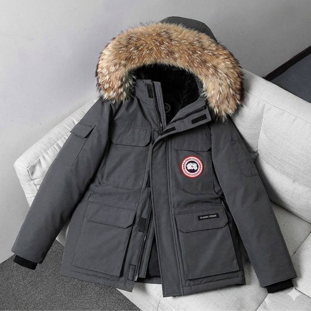 Casaco Parka de Inverno para Homem Grosso Quente com Capuz de Pêlo Médio Comprimento