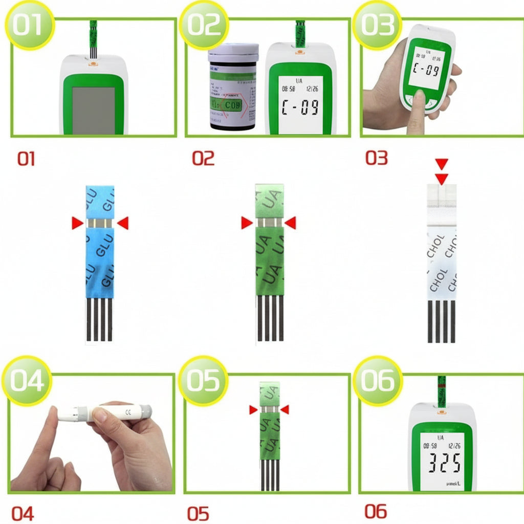 Home Cholesterol Glucose Blood Monitor Test Kit Portable Accurate 6