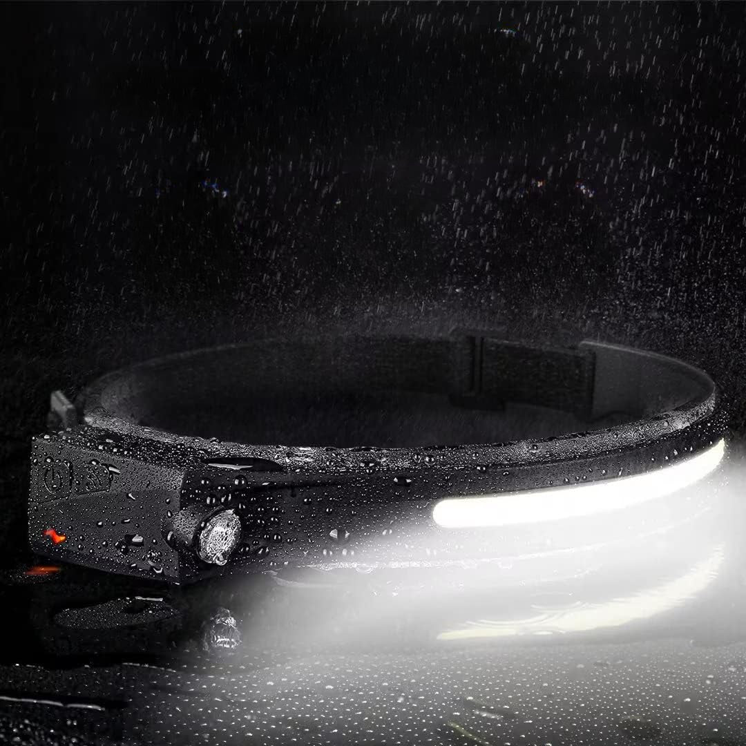LED Headlamp Motion Sensor Wide Beam Rechargeable