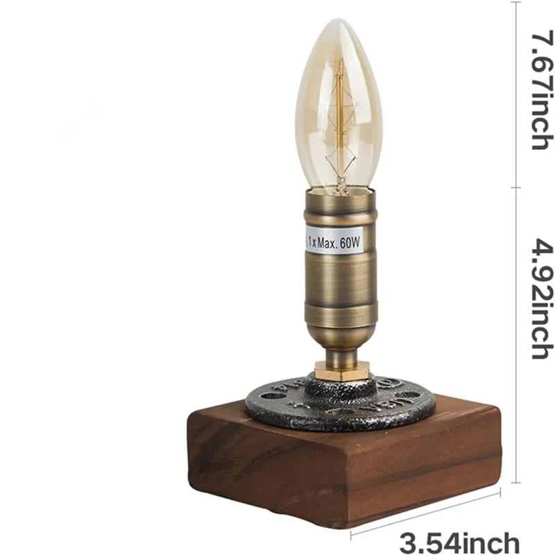 RetroWood - Wooden Table Lamp in Vintage Industrial Style
