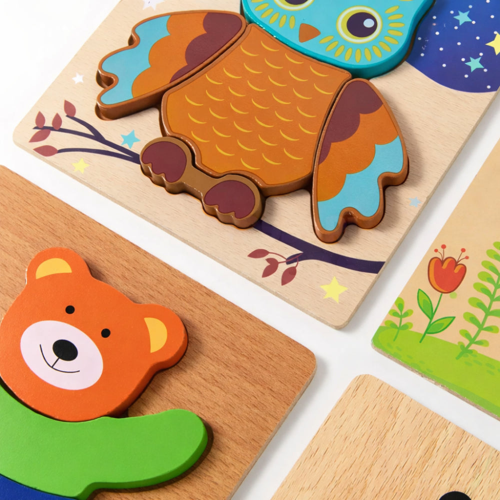 Puzzle Montessori Bambini Legno Animali Educativo