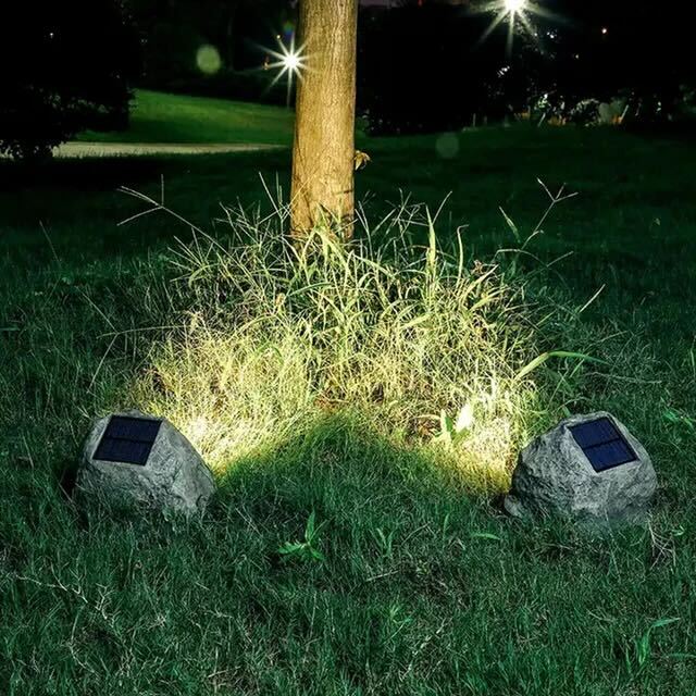 SolarRock - Lâmpada de Jardim Solar com Aspeto de Pedra – Iluminação Exterior LED Resistente ao Tempo com Painel Solar