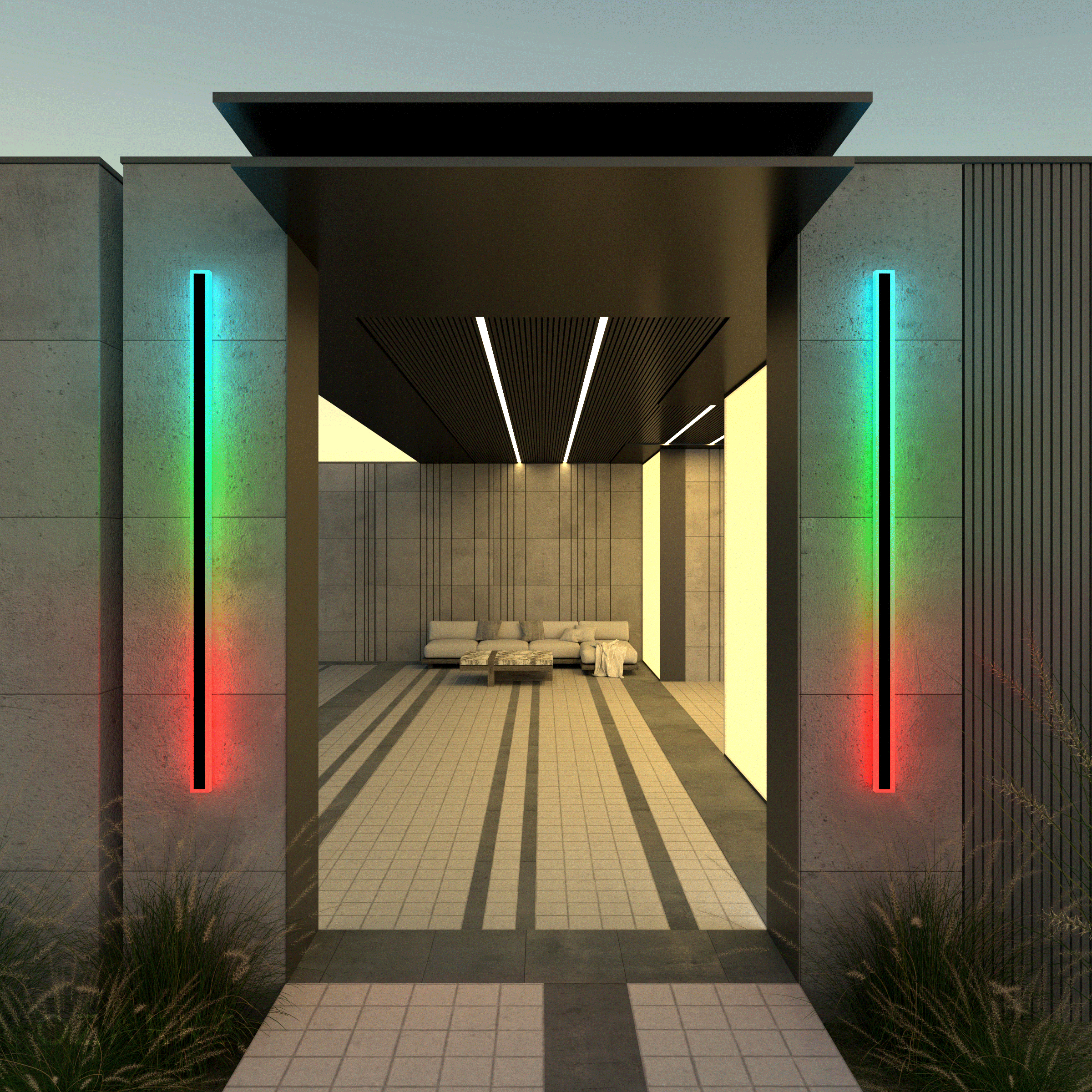 Groots RGB Lampada da parete esterna lineare minimalista