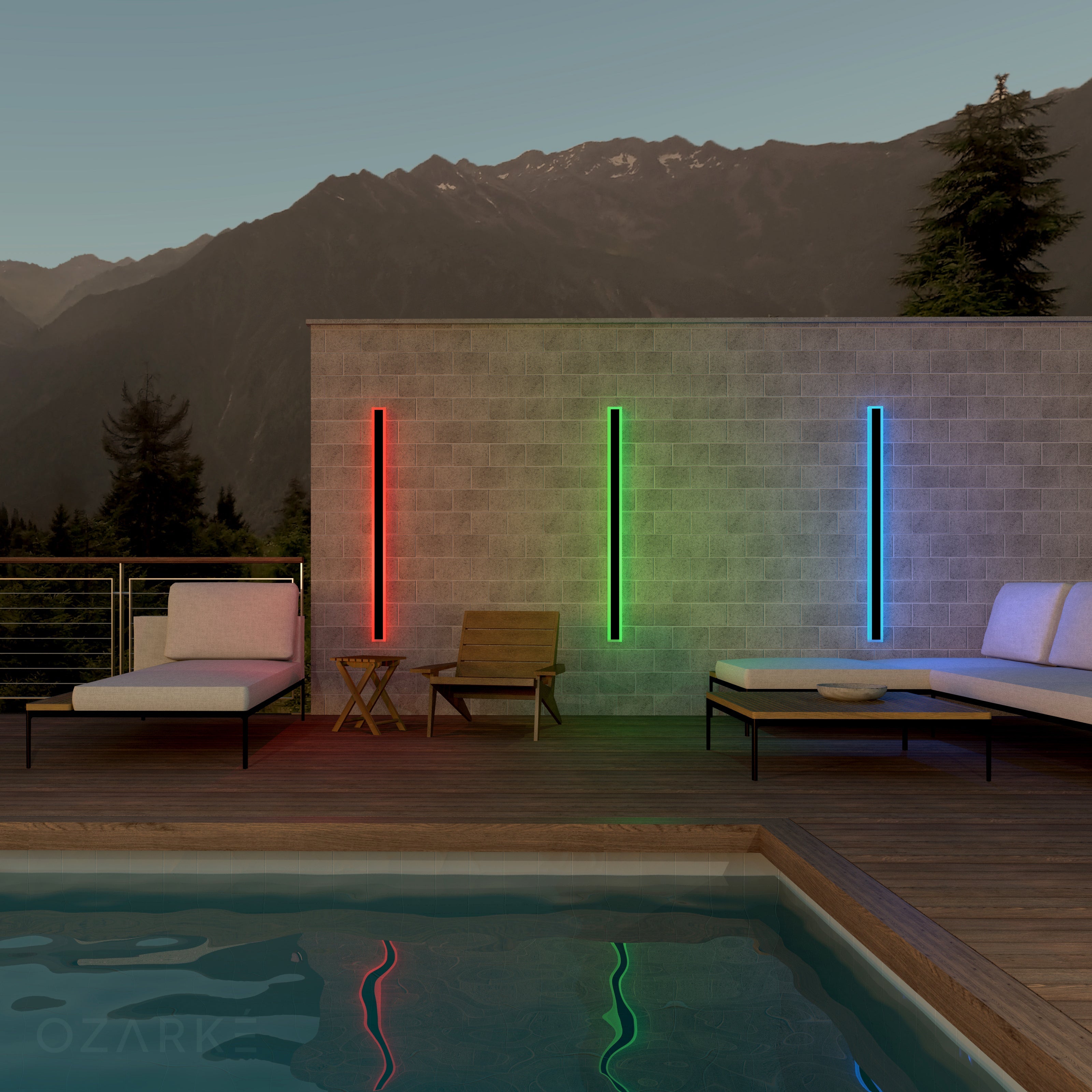 Groots RGB Lampada da parete esterna lineare minimalista