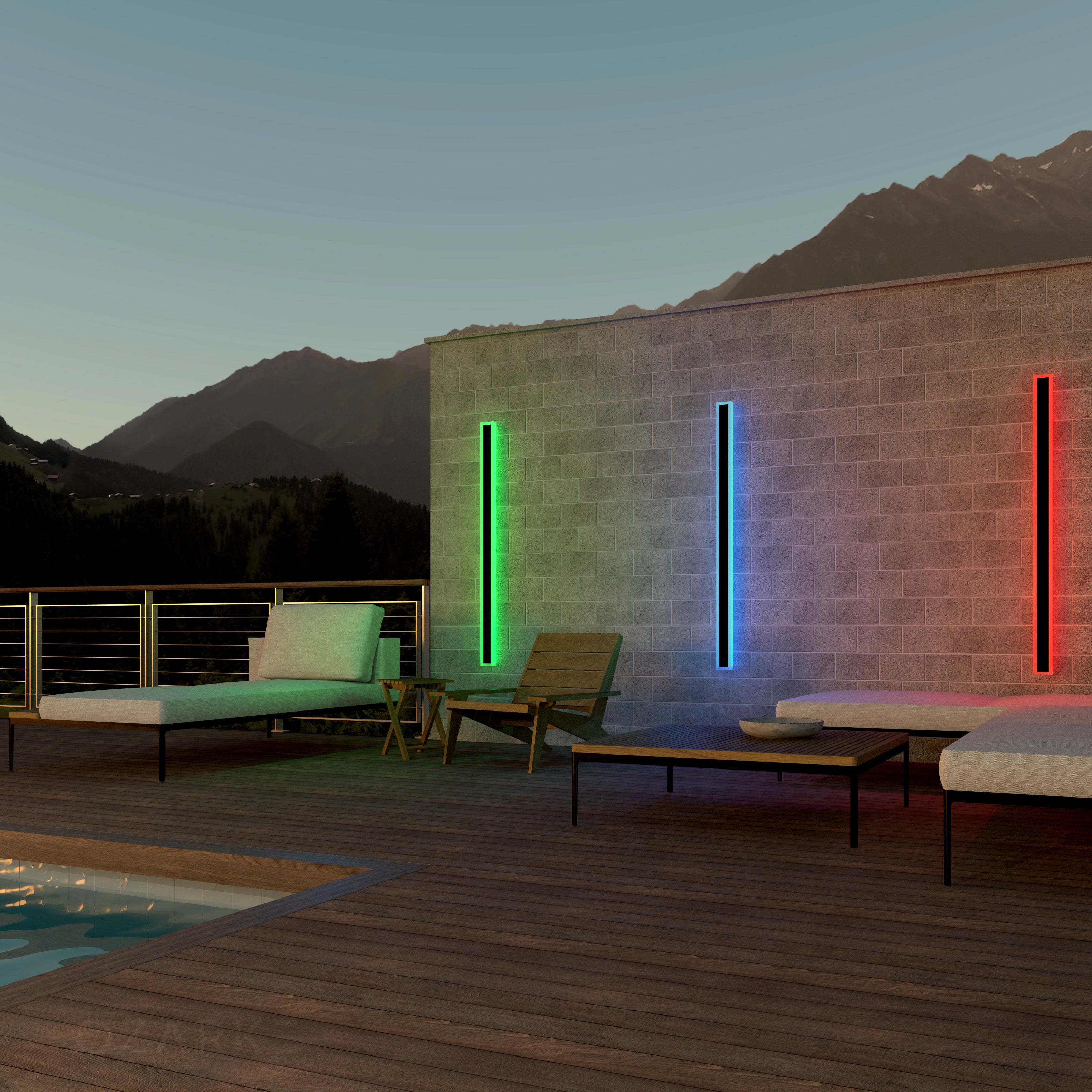 Groots RGB Lampada da parete esterna lineare minimalista