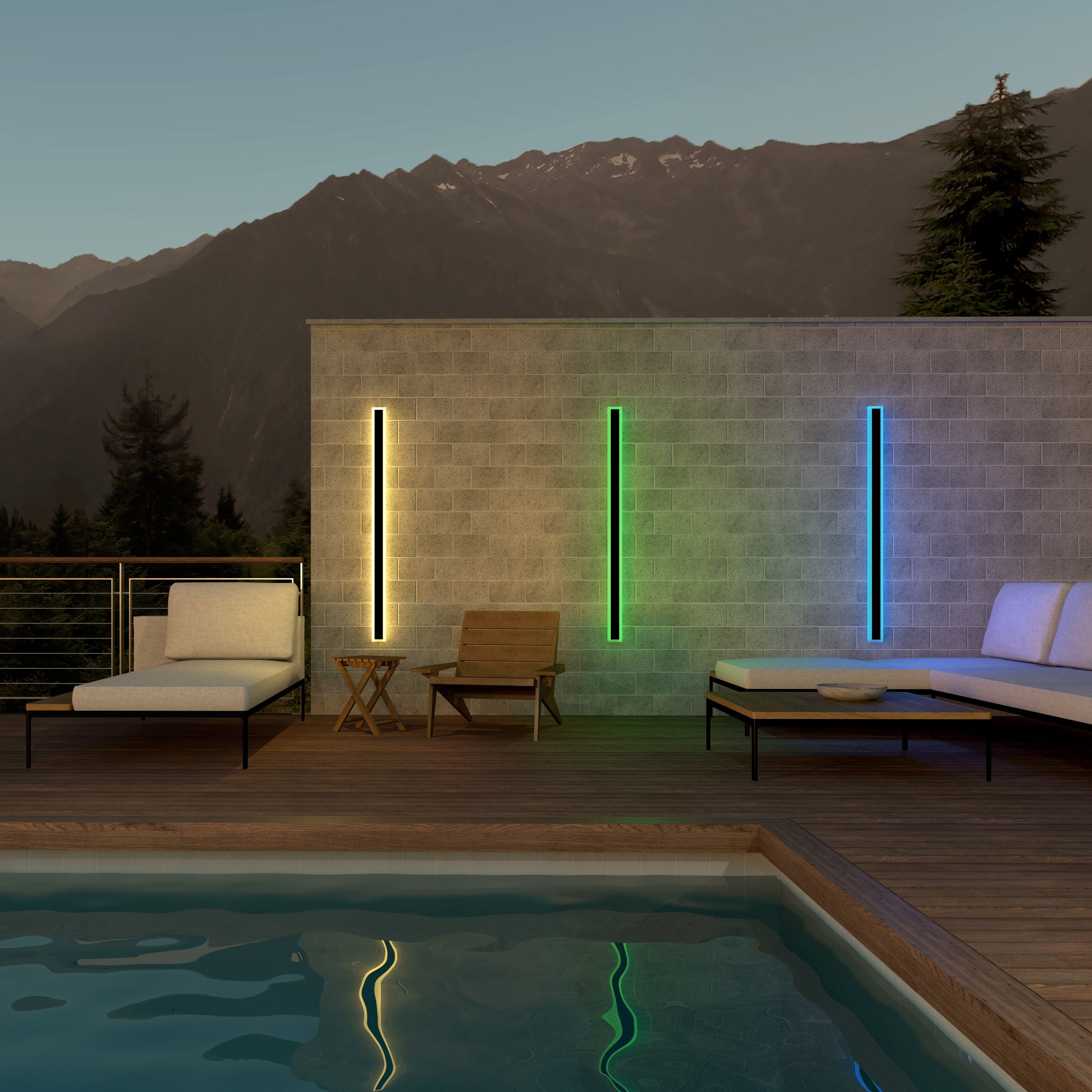 Groots RGB Lampada da parete esterna lineare minimalista