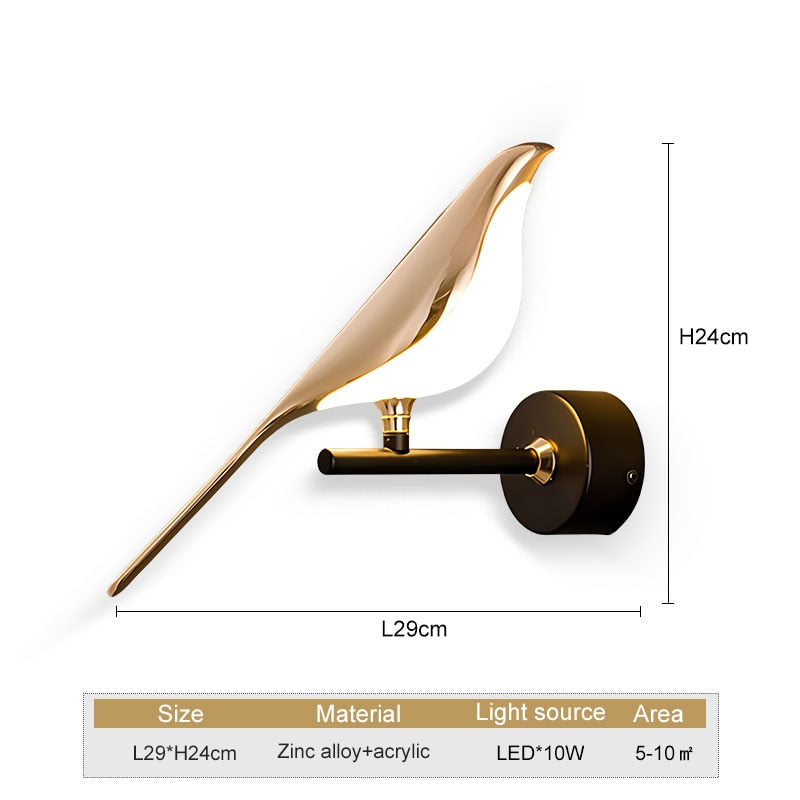WingSpan - Candeeiro de Parede Vogel giratório 360° – Iluminação Elegante e Divertida para Casa