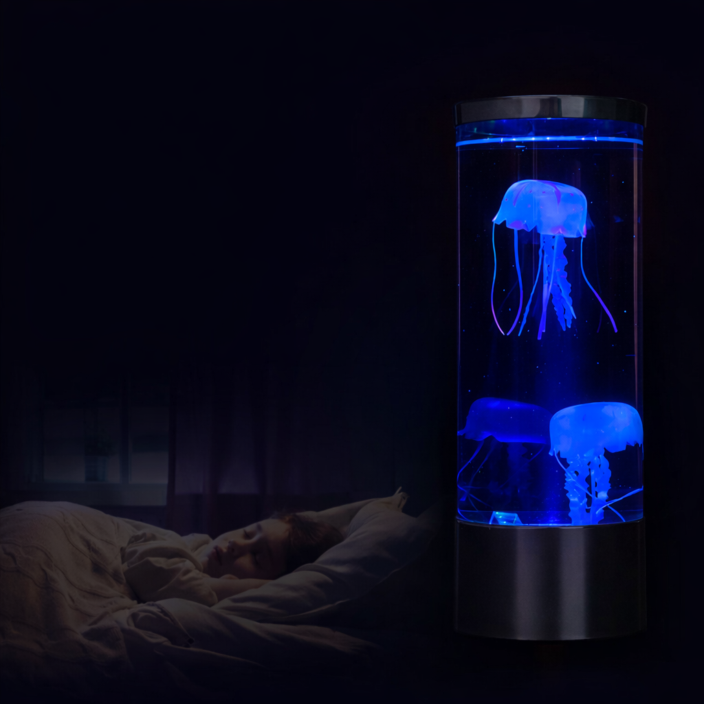 SerenitySphere - Aquário e Lâmpada de Lava de Medusas | Luz Ambiente Relaxante | 7 Cores LED