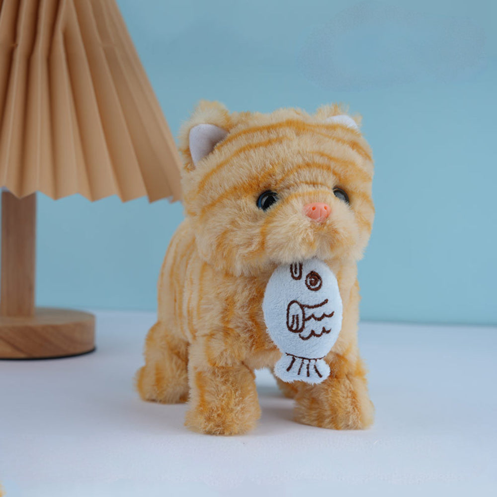 Kat Brinquedo Gato Robô de Peluche Interativo Laranja Realista