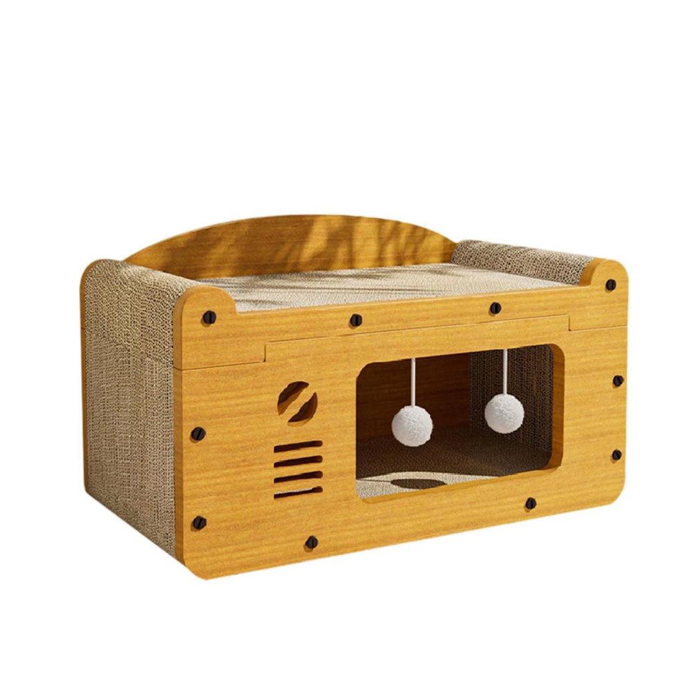 Tiragraffi Gatto Casetta Legno Piattaforma Gioco